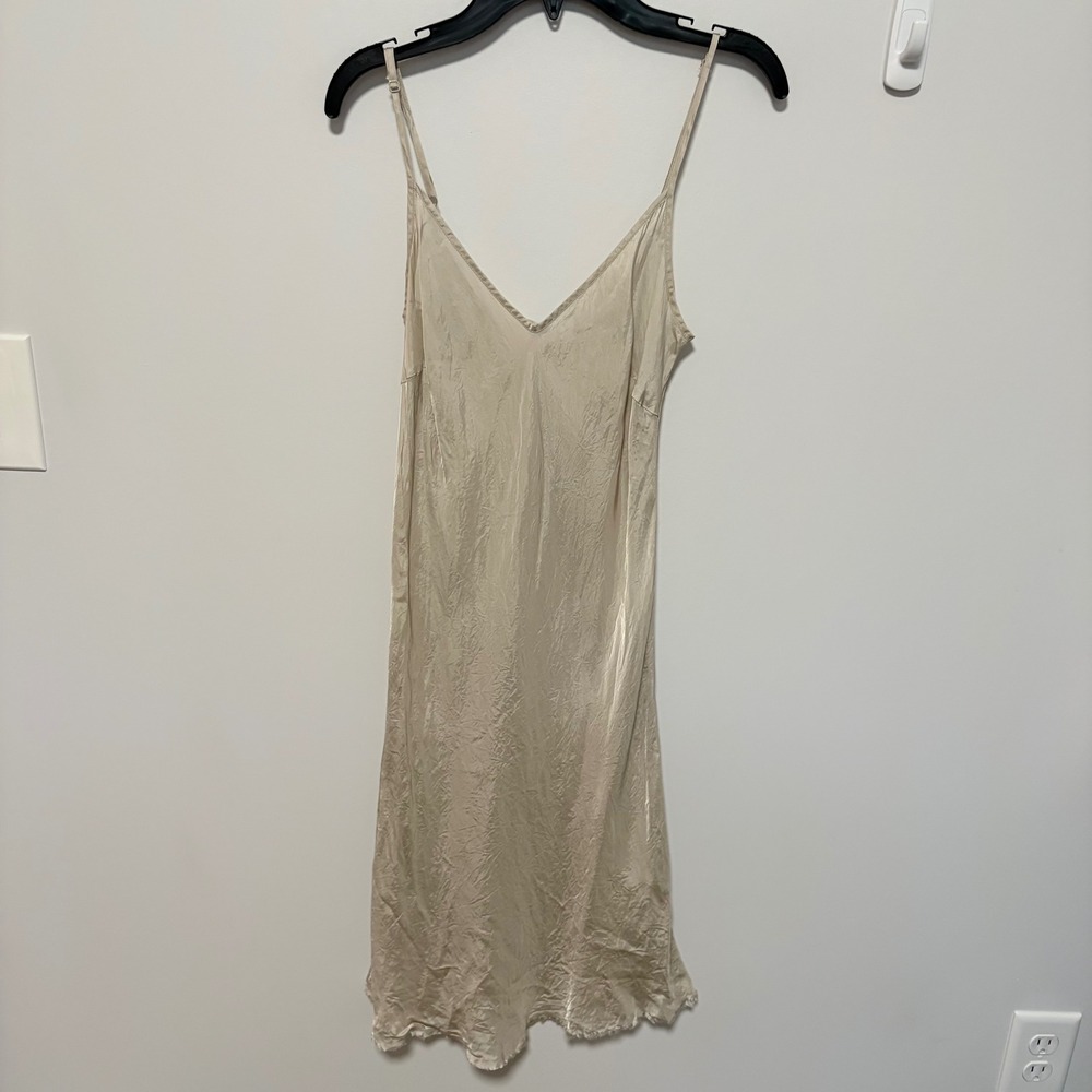 Organic by John Patrick Silk-Like Cupro Slip Dress Women Beige small Minimalist